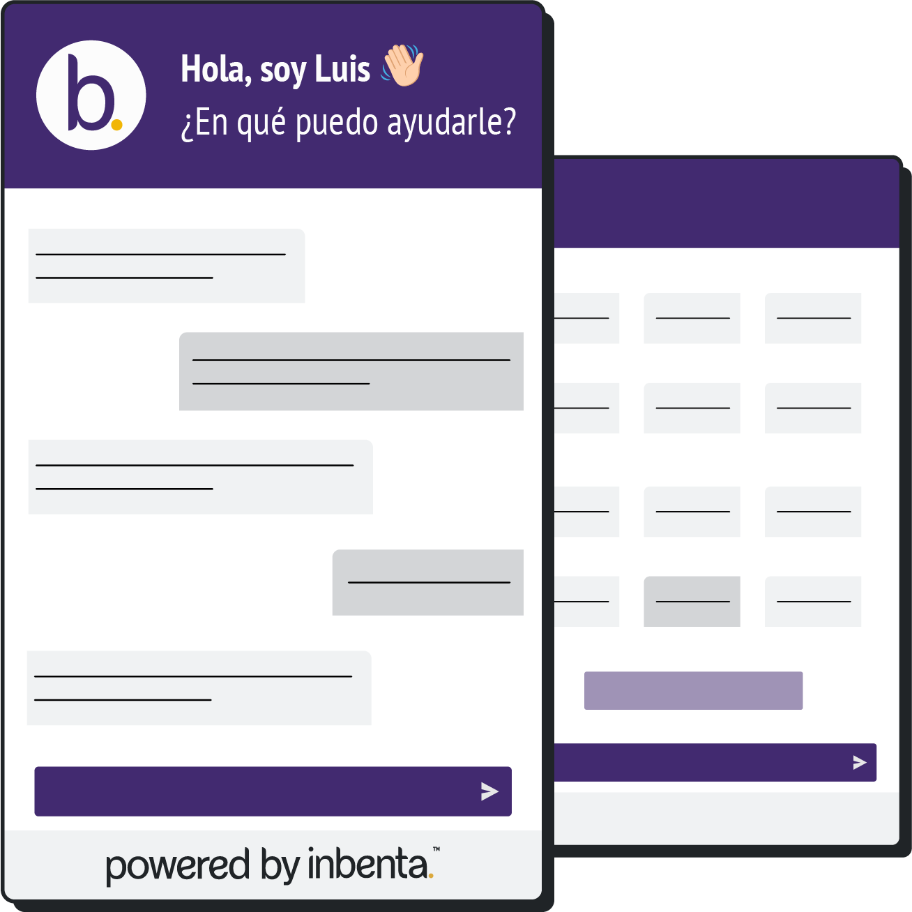 maqueta de módulo chatbot con fondo